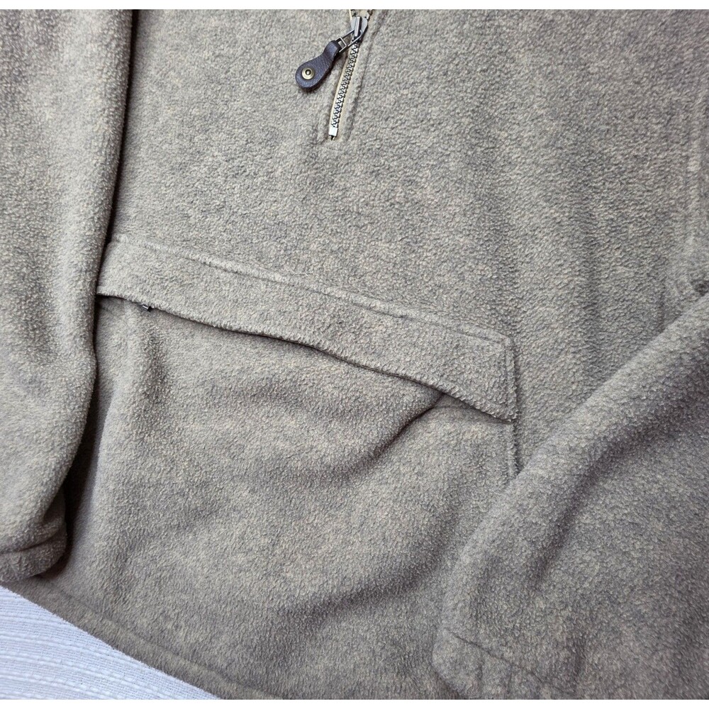Eddie Bauer Size Medium 1/4 Zip Fleece Pullover Tan Pockets Collar Oversized - Picture 2 of 9